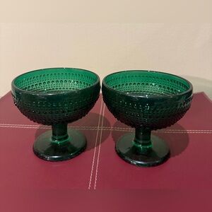 Set Of 2 Cupcakes And Cashmere Green Glass Dessert Cups Bowls